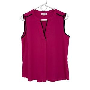 Calvin Klein Sleeveless V Neck Blouse Women’s Medium Hot Pink